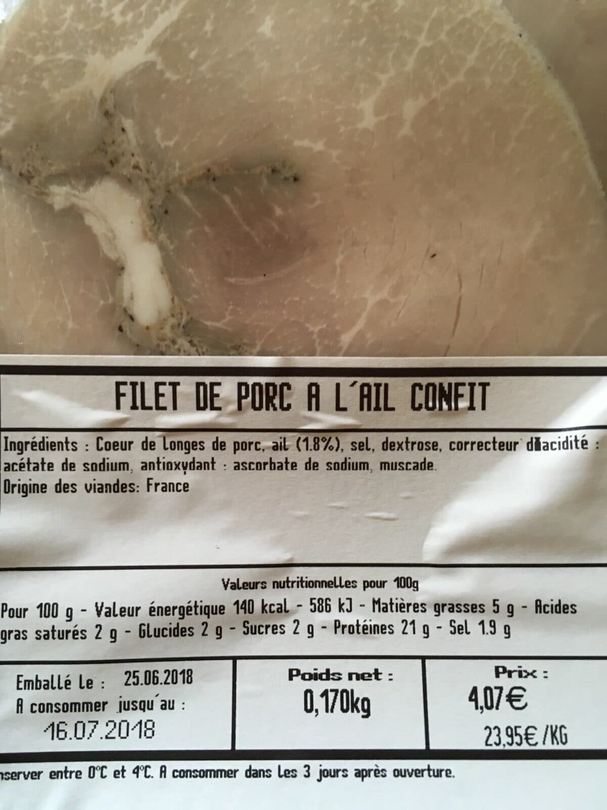 Open Food Facts Filets de porc à l'ail confit packshot