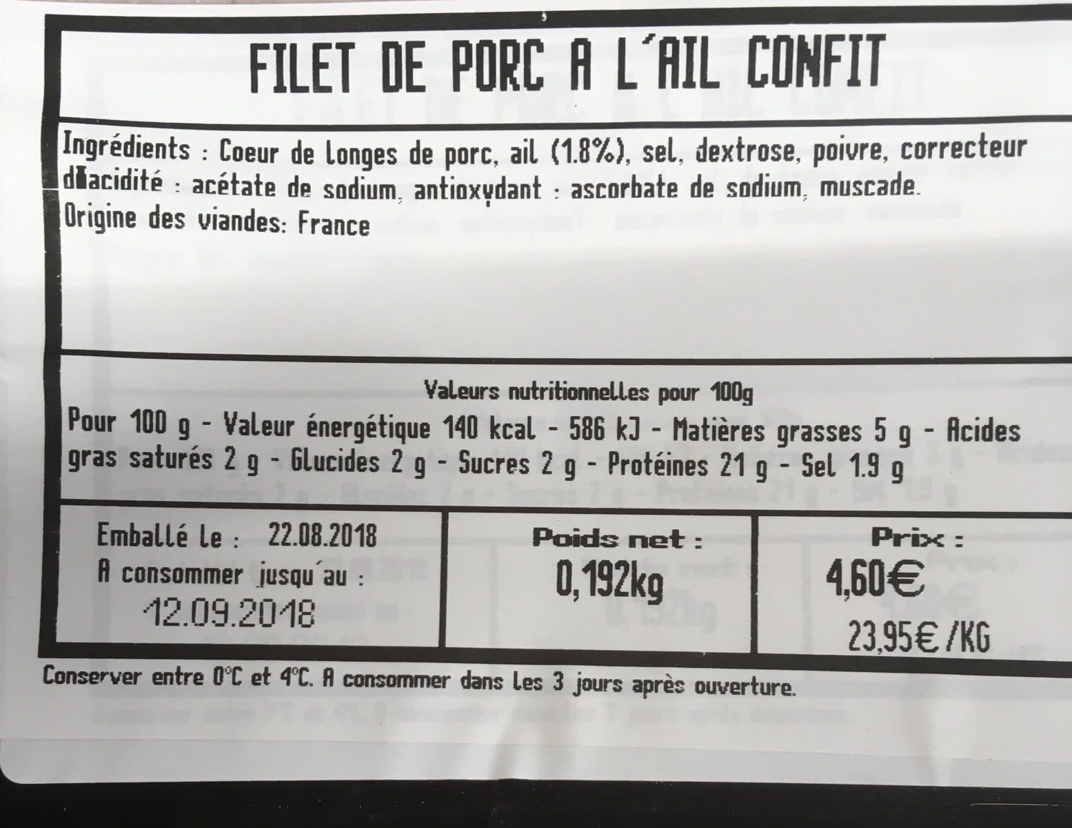 Open Food Facts Filet de porc packshot