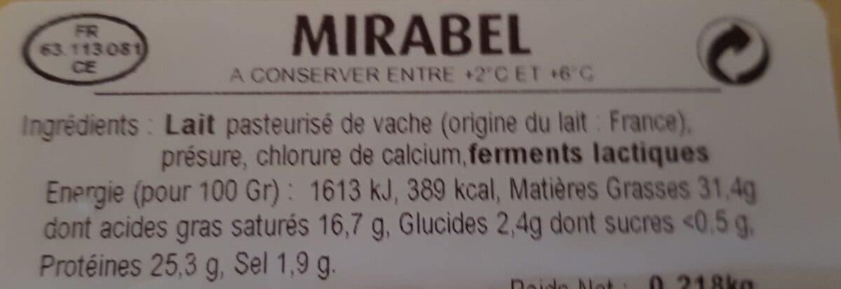 Open Food Facts Le mirabel packshot