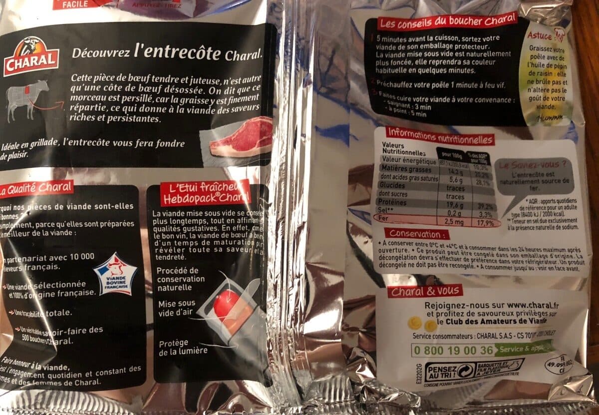 Charal Entrecote packshot