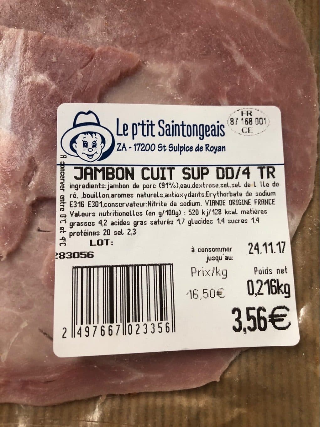 Le P’tit Saintongeais Jambon cuit superieur au sel marin packshot