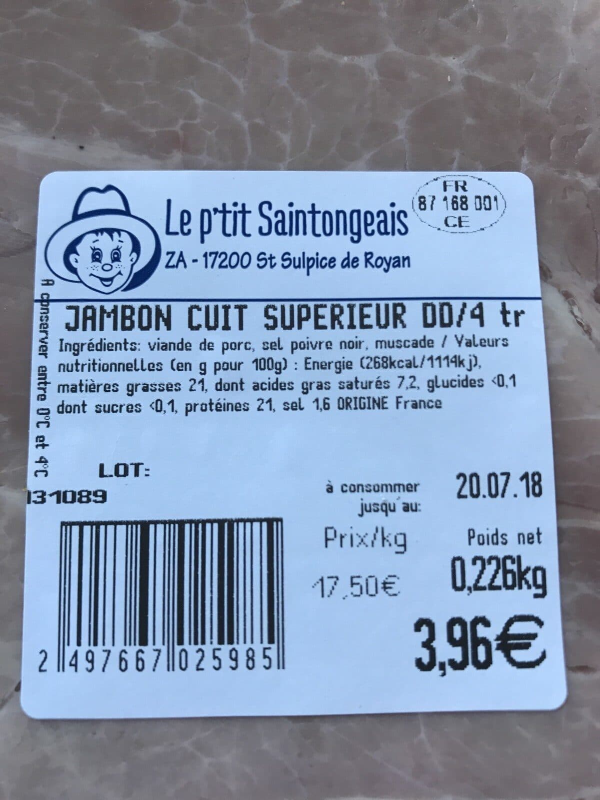 Open Food Facts Jambon cuit superieur packshot
