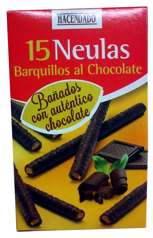Hacendado Neulas barquillos al chocolate packshot