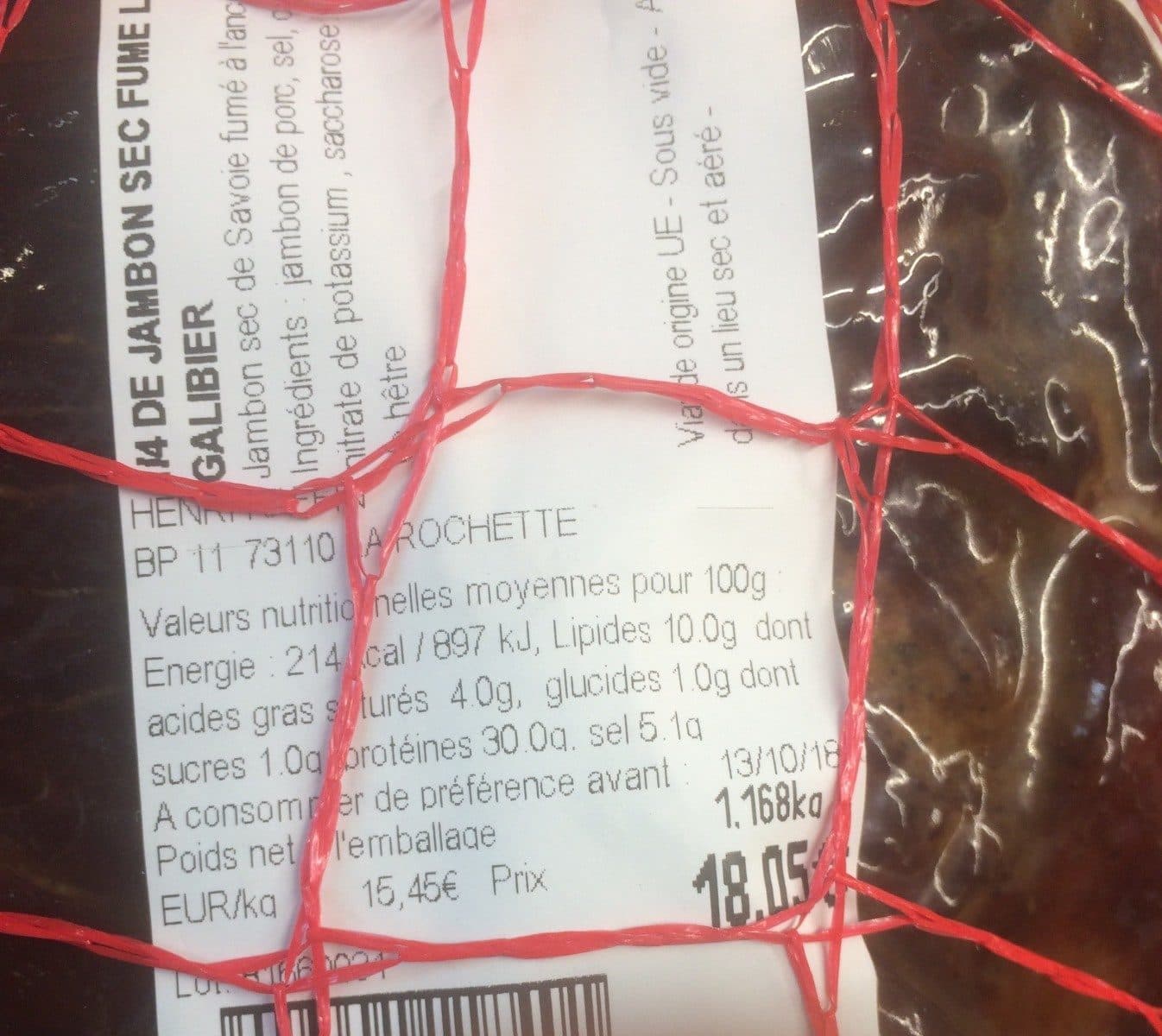 Open Food Facts Jambon sec fumé Le Galibier packshot