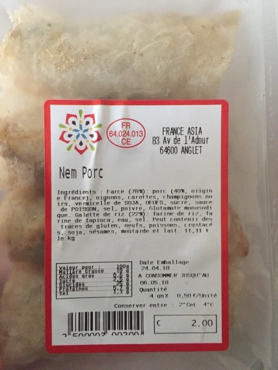 Open Food Facts Nem porc packshot
