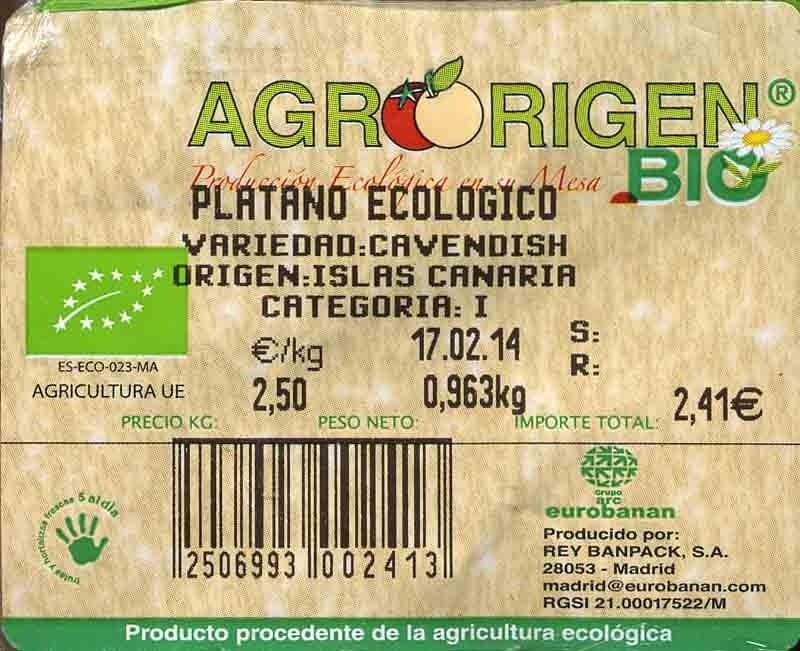 Agroorigen Plátanos ecológicos packshot