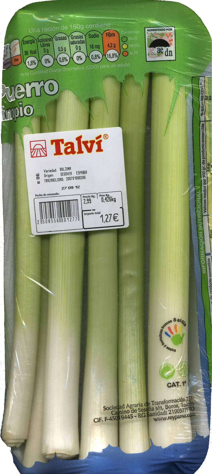 Talví Puerro limpio packshot