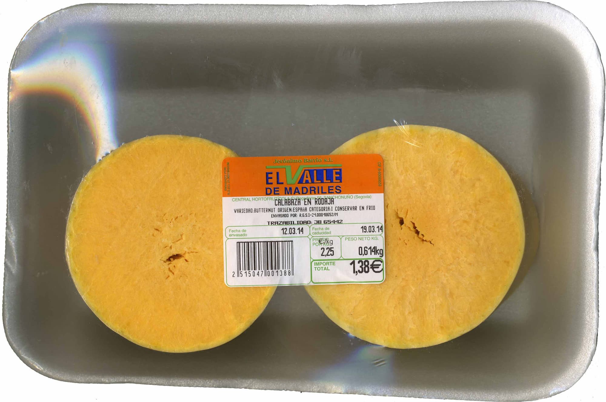 El Valle de Madriles Calabaza troceada packshot