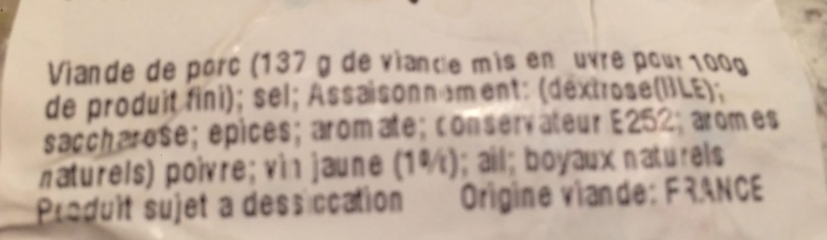 Fumé du Jura Saucisson vin jaune packshot