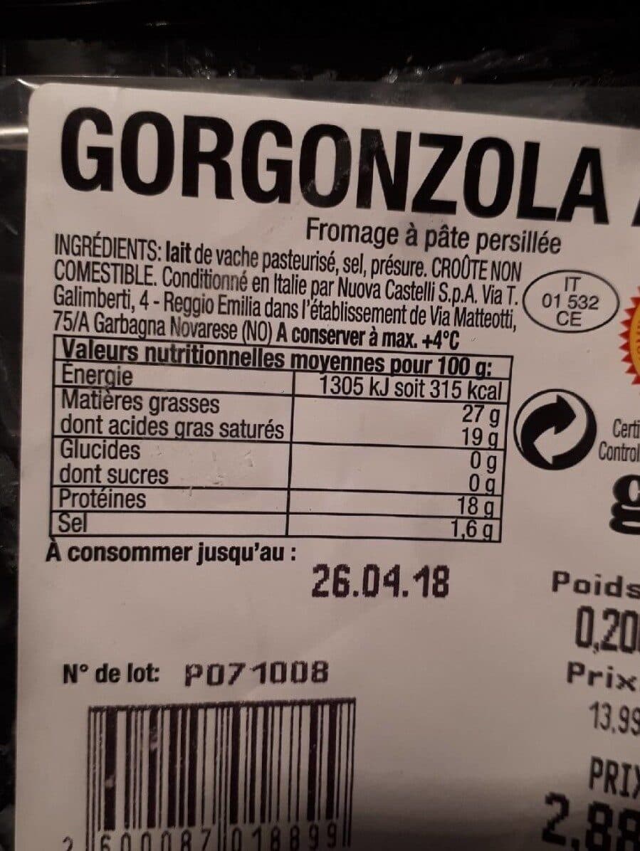 Open Food Facts Gorgonzola aop packshot