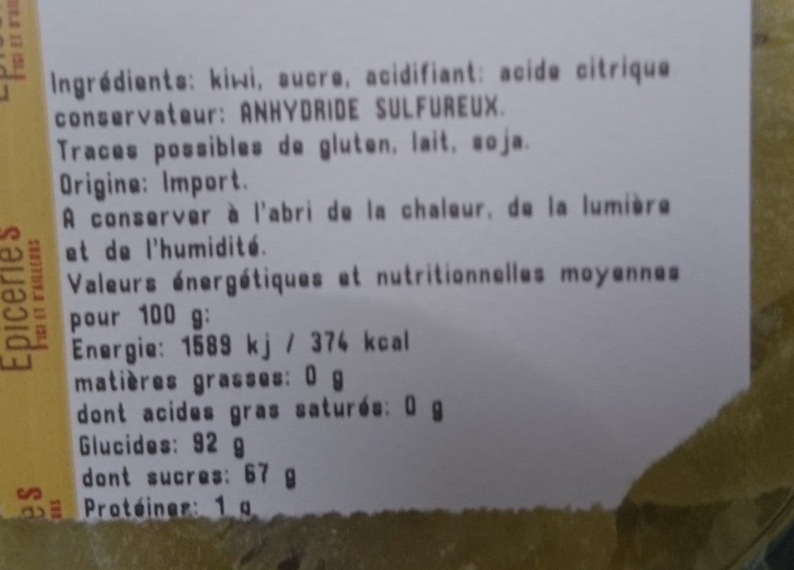 Open Food Facts Kiwi déshydraté packshot