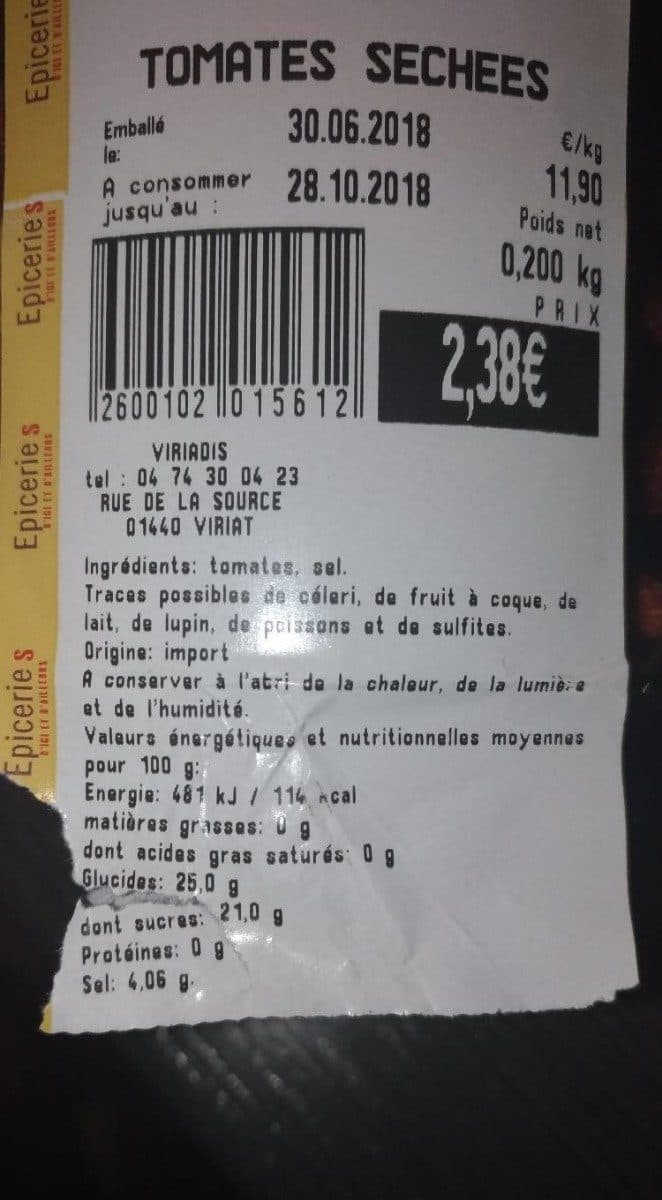 Open Food Facts Tomates séchées packshot