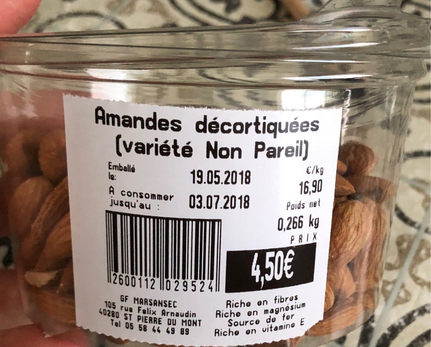Open Food Facts Amandes décortiquées packshot