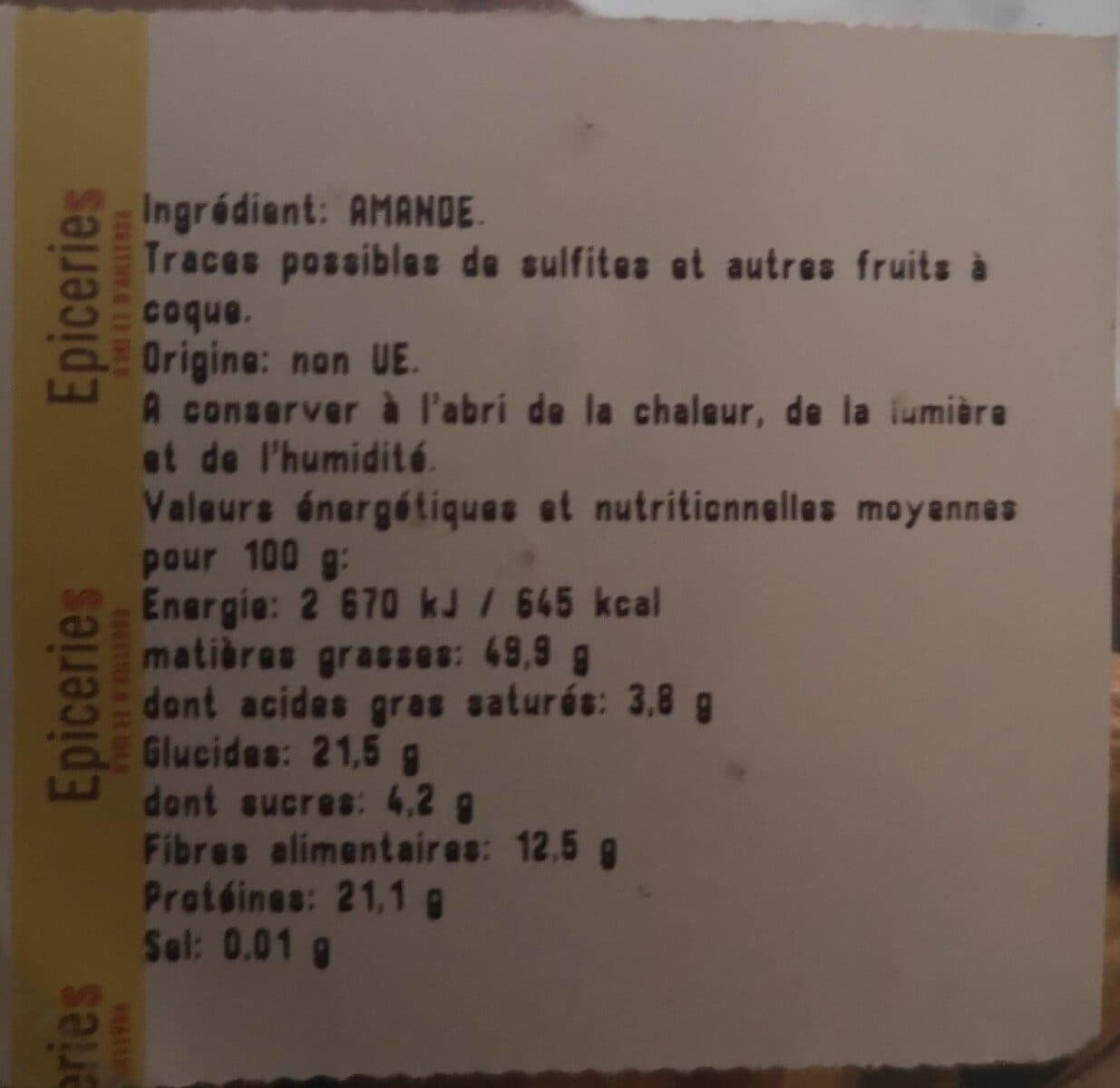 Open Food Facts Amandes décortiquées variétés non pareil packshot