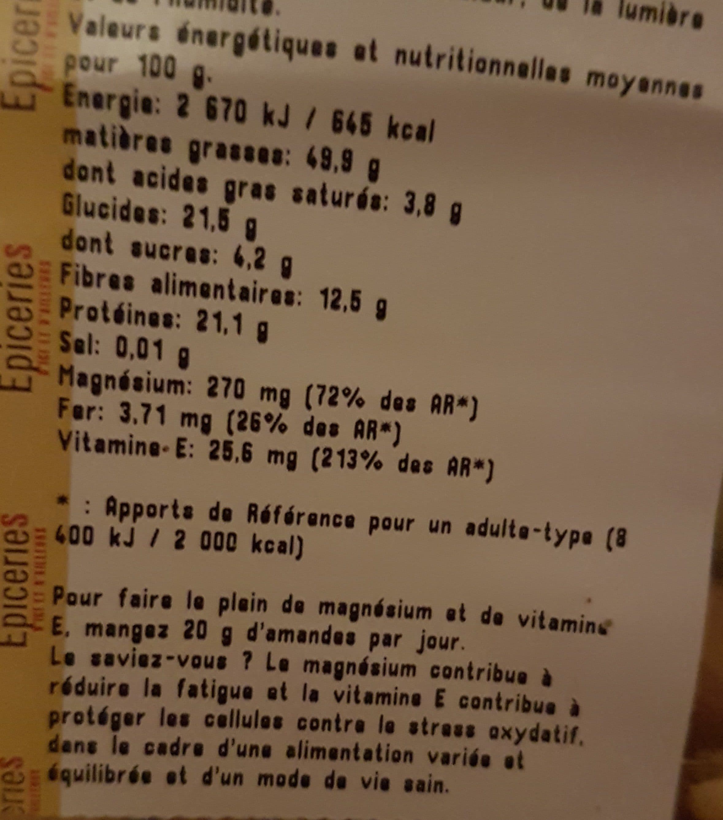 Epicerie D'ici Et D'ailleurs Amandes décortiquées packshot