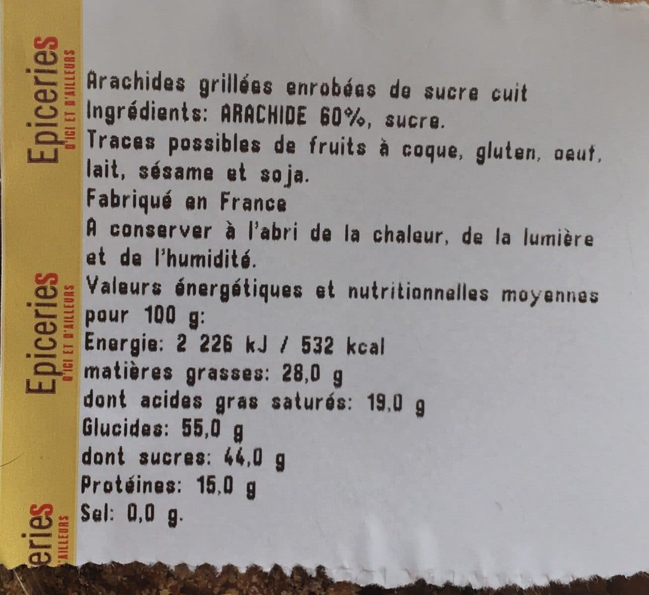 Open Food Facts Arachides grillées enrobées de sucre cuit packshot
