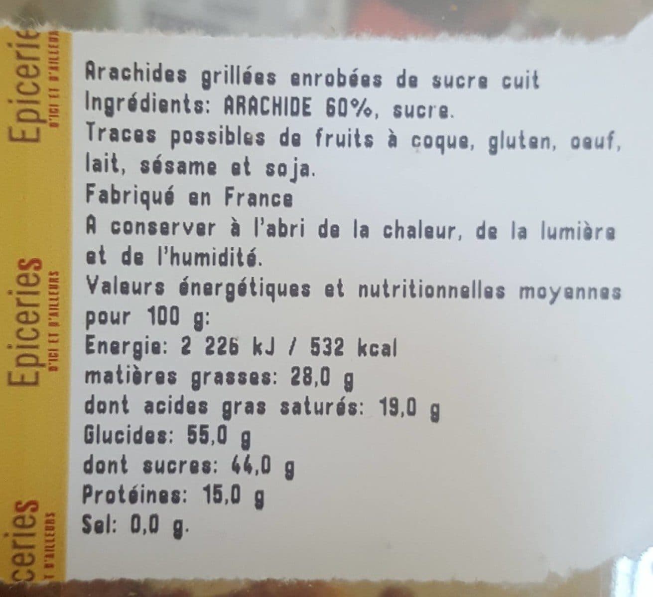 Open Food Facts Arachides grillées enrobé de sucre cuit packshot