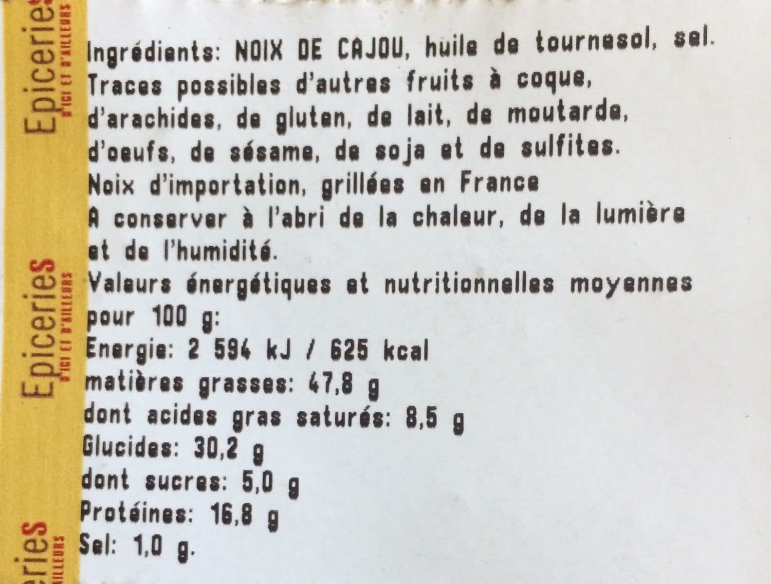 Open Food Facts Noix de cajou grillées à l'huile et salées packshot