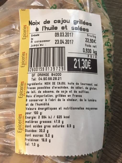 Grand Frais Noix de Cajou Grillées à l'Huile et Salées packshot