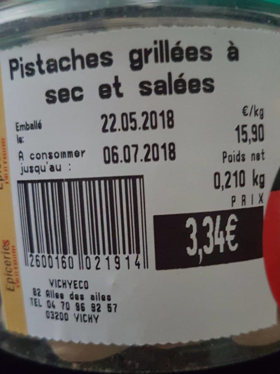 Open Food Facts Pistaches grillées à sec et salées packshot