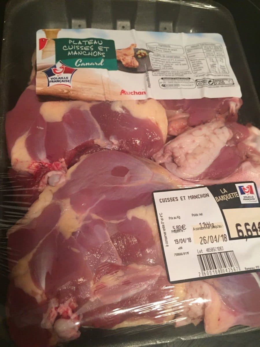 Open Food Facts Plateau cuisses et manchons canard packshot