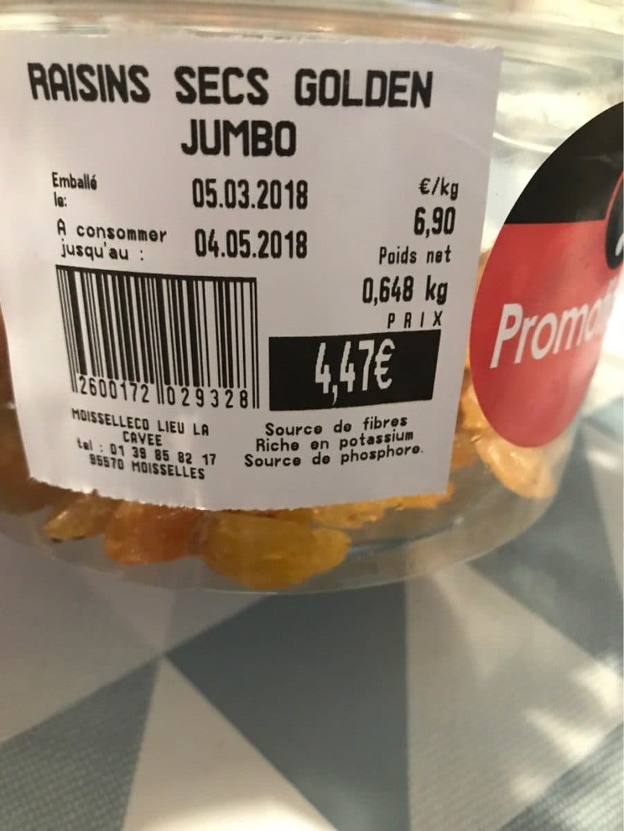 Open Food Facts Raisins secs golden jumbi packshot