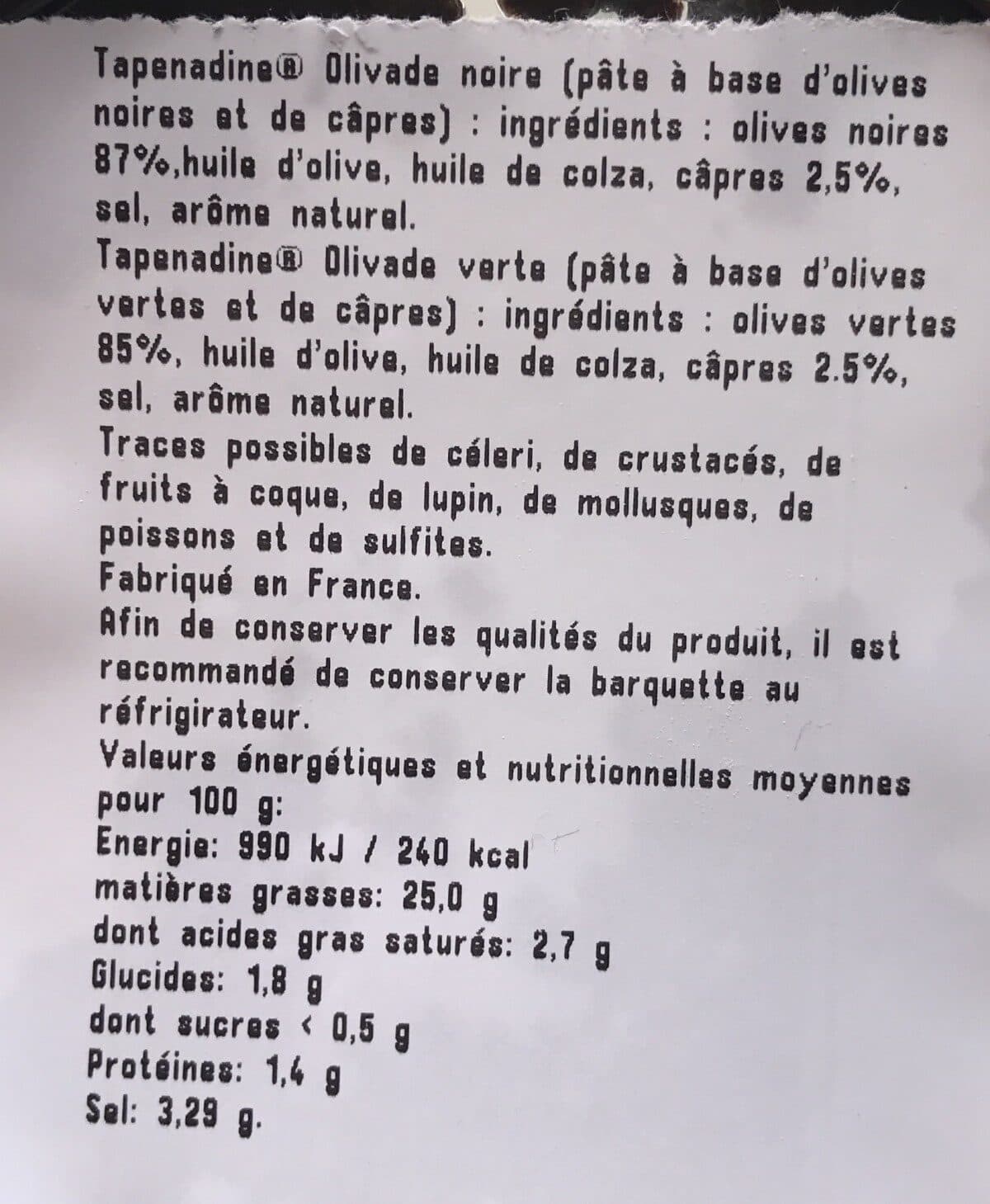 Open Food Facts Olivades noire et verte packshot