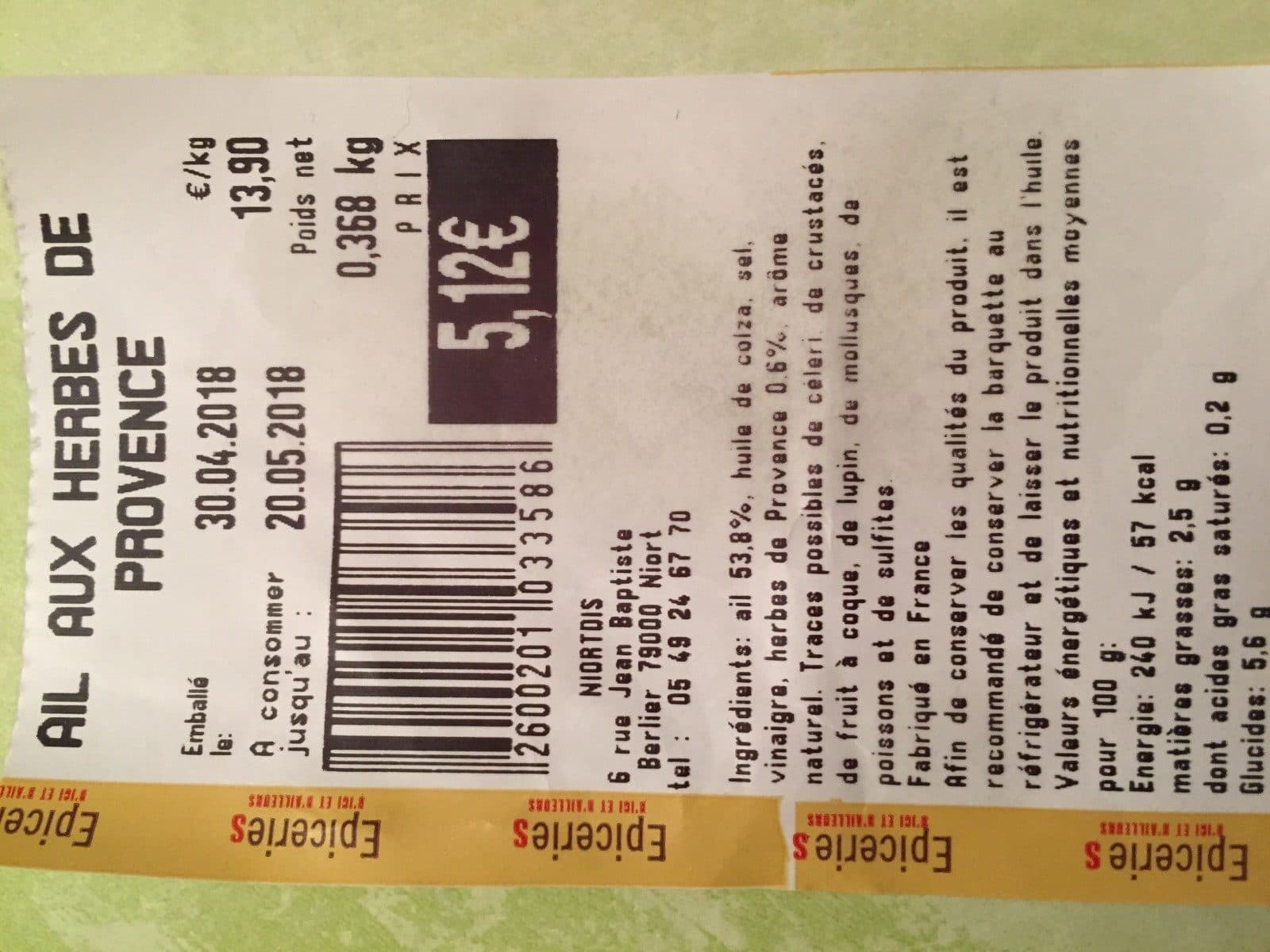 Open Food Facts Ail aux herbes de Provence packshot