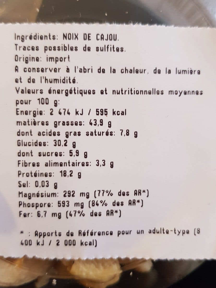 Open Food Facts Noix de cajou crues packshot