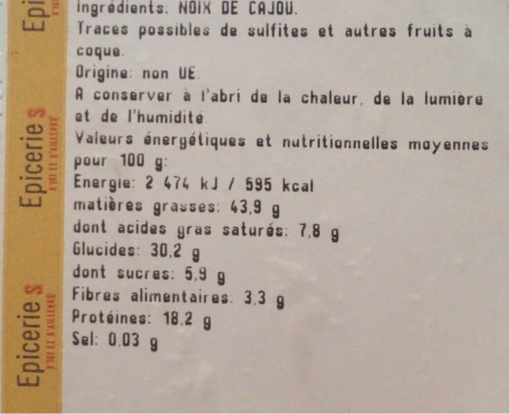 Open Food Facts Noix de cajou crues packshot