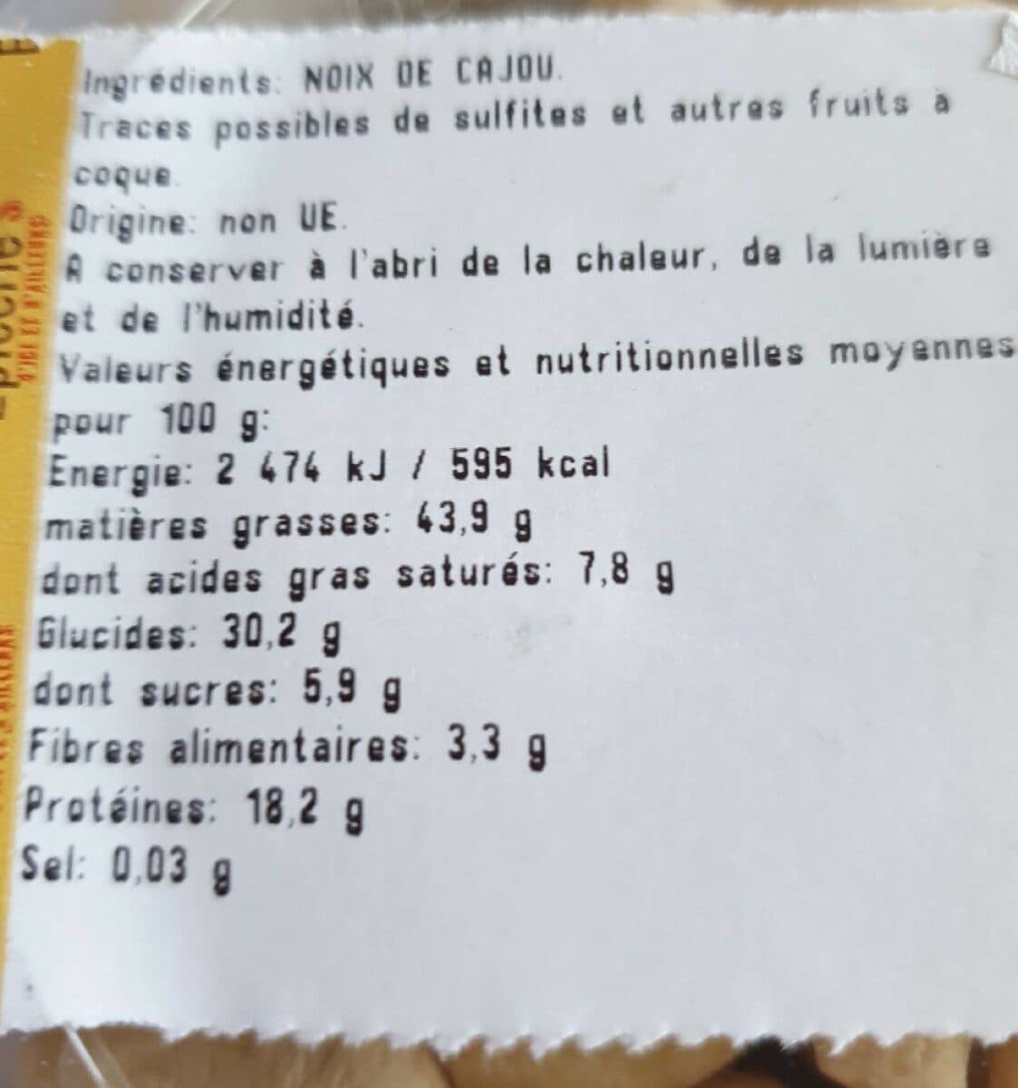 Open Food Facts Noix de cajou crues packshot