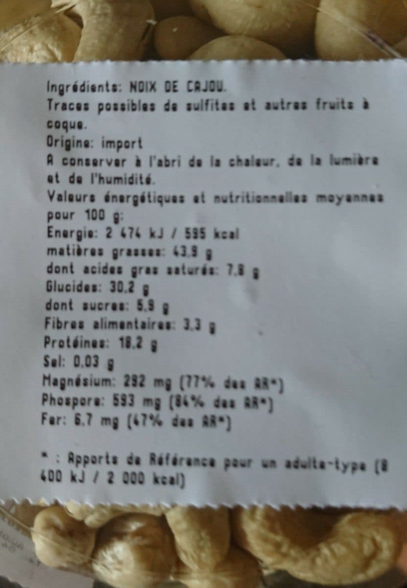 Open Food Facts Noix de cajou crues packshot