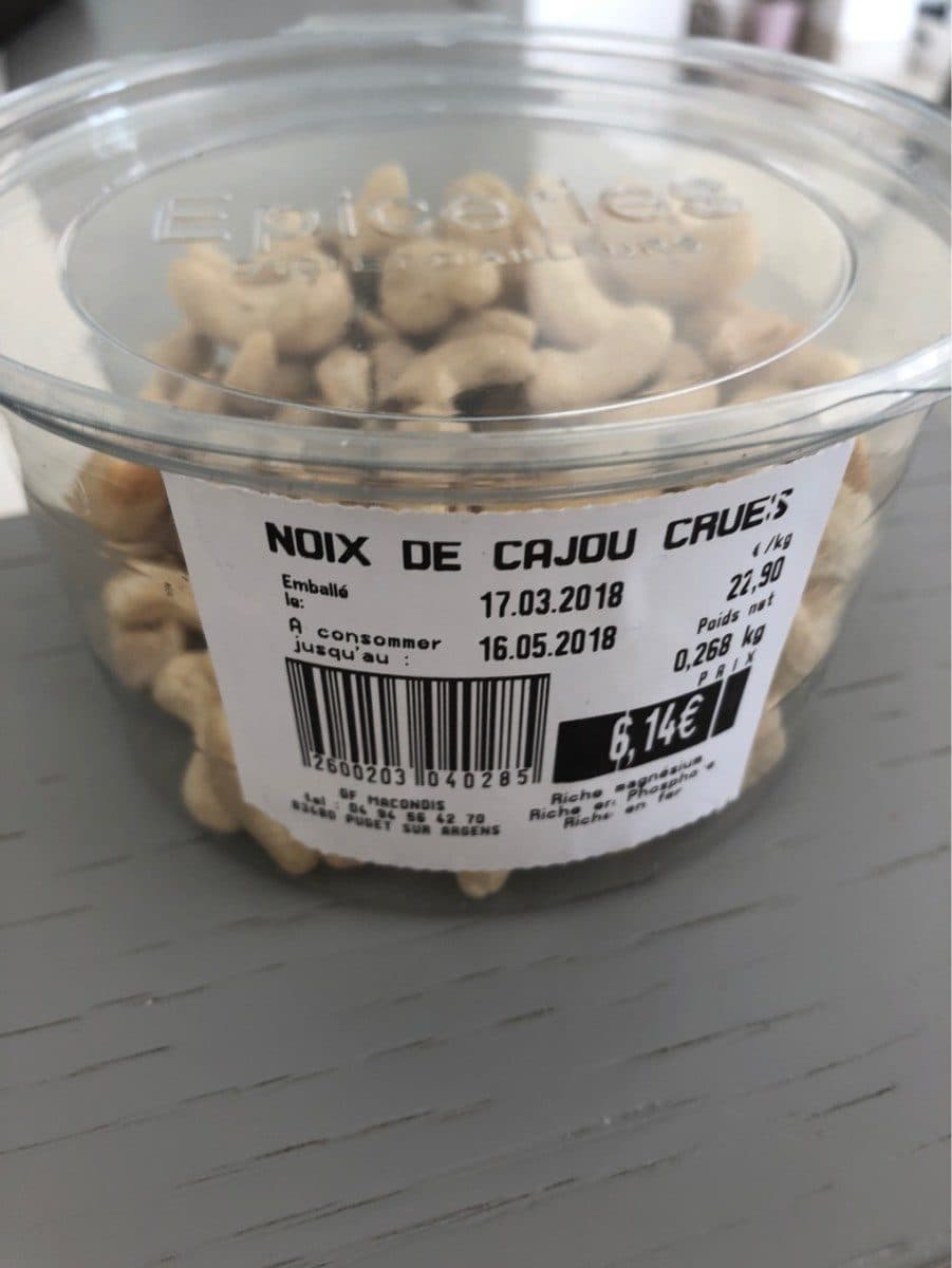 Open Food Facts Noix de cajou crues packshot