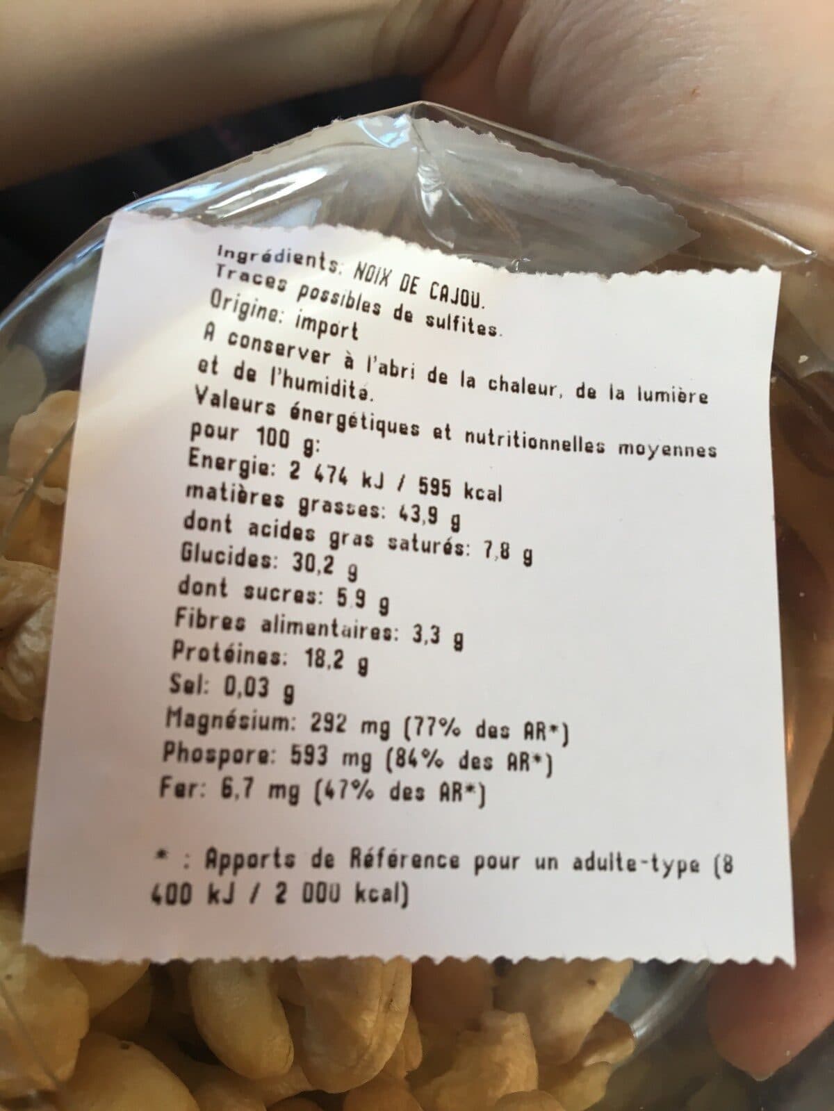 Open Food Facts noix de cajou crues packshot