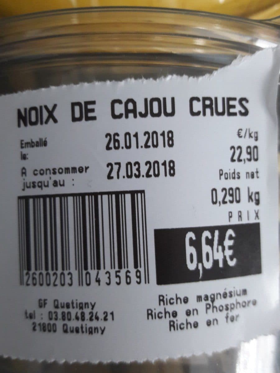 Open Food Facts Noix de cajou crues packshot