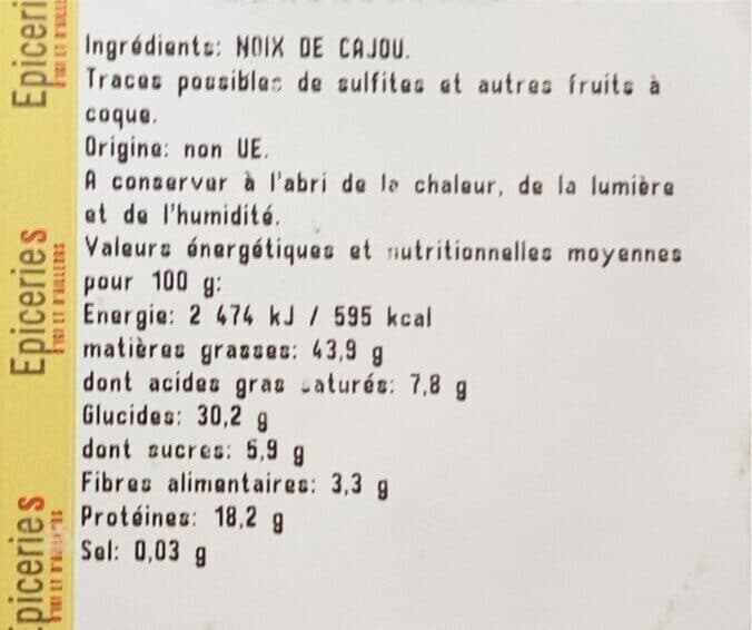 Open Food Facts noix de cajoue crue packshot