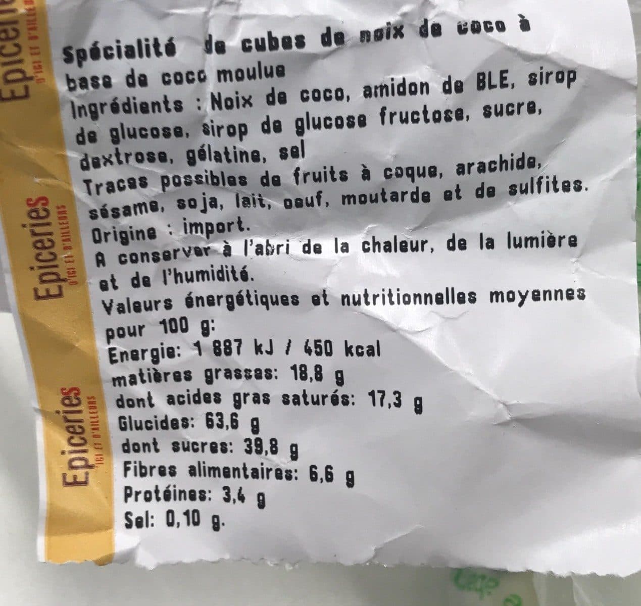 Open Food Facts Cubes de noix de coco packshot