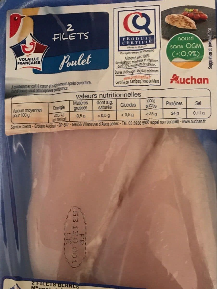 Open Food Facts 2 Filets de poulet packshot