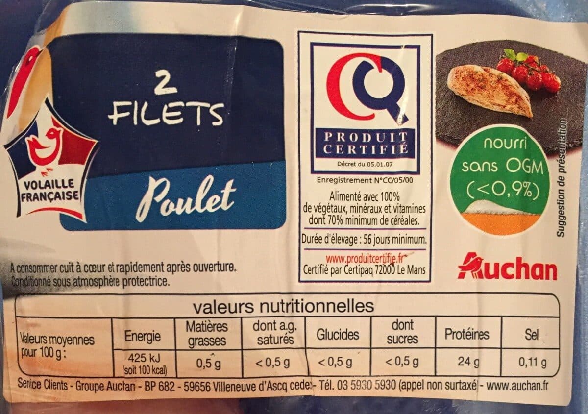 Auchan 2 filets de poulet packshot