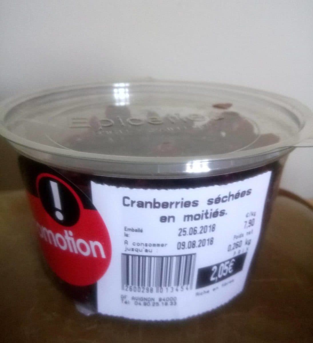 Open Food Facts Cranberries séchées en moitiés packshot