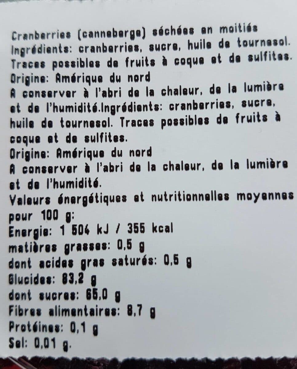 Open Food Facts Canberries Sechees packshot