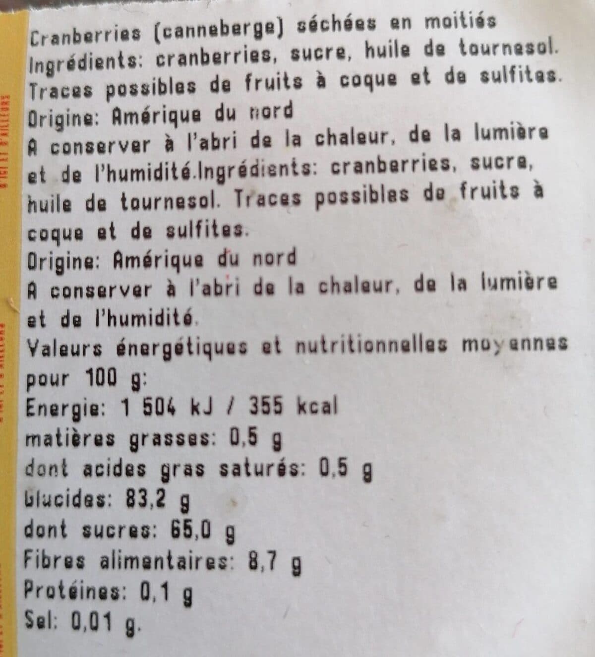 Open Food Facts Cranberries packshot