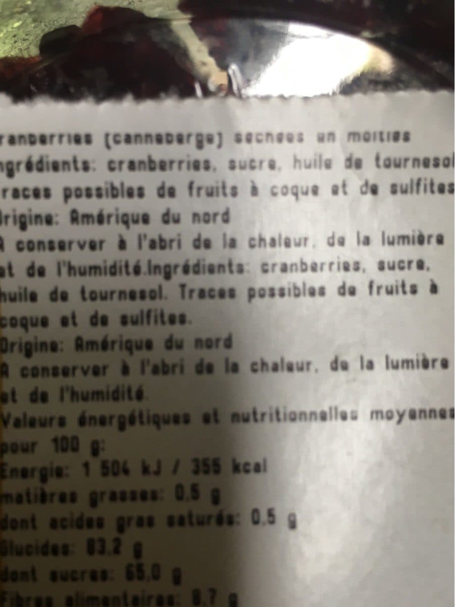 Open Food Facts Cramberries sechees packshot