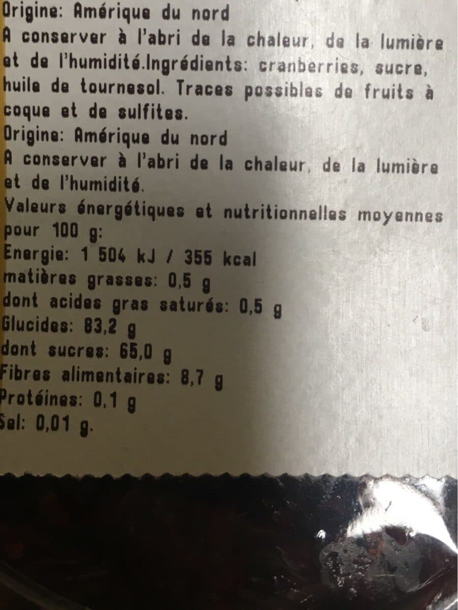 Open Food Facts Cramberries sechees packshot