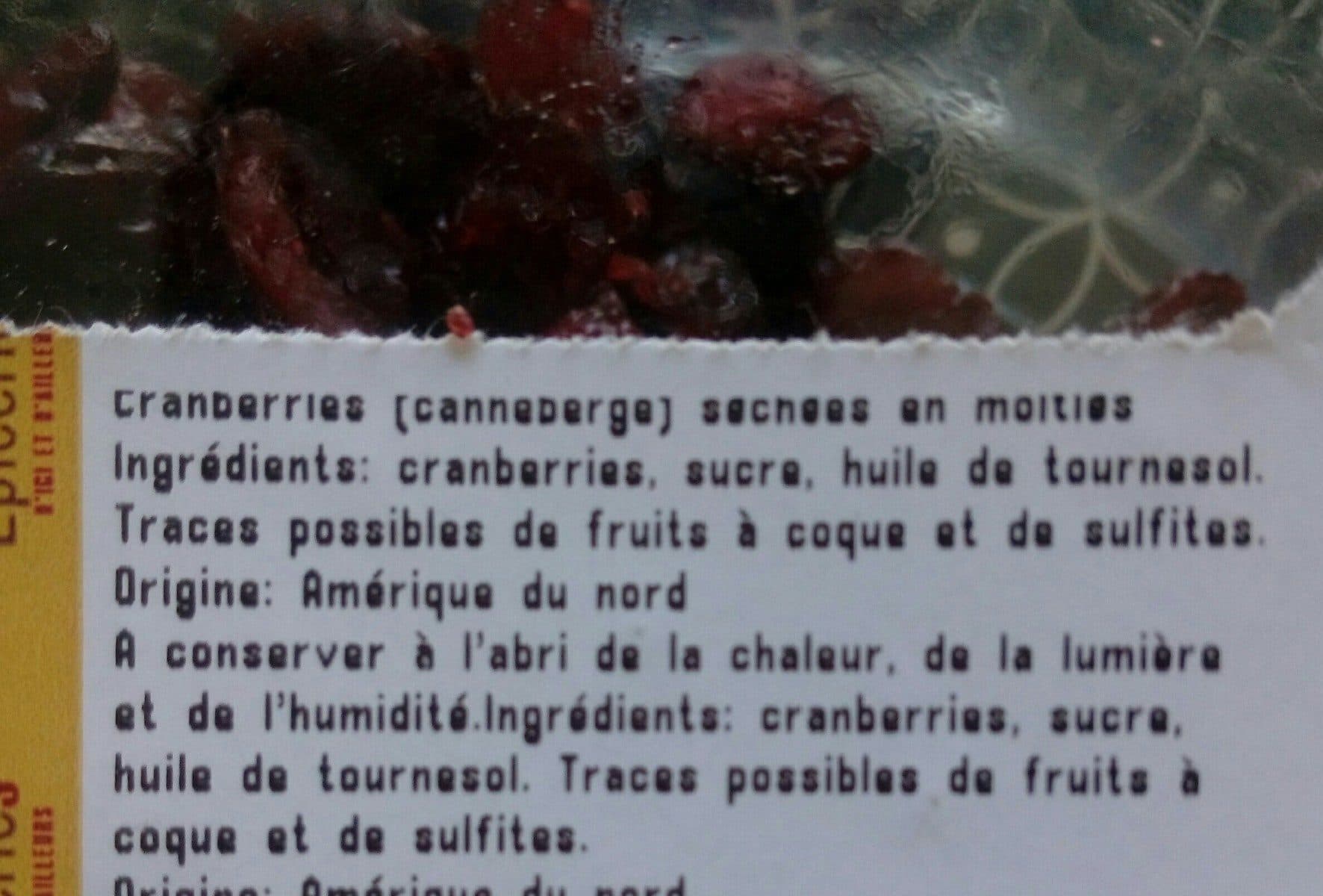 Open Food Facts Cranberries séchées packshot