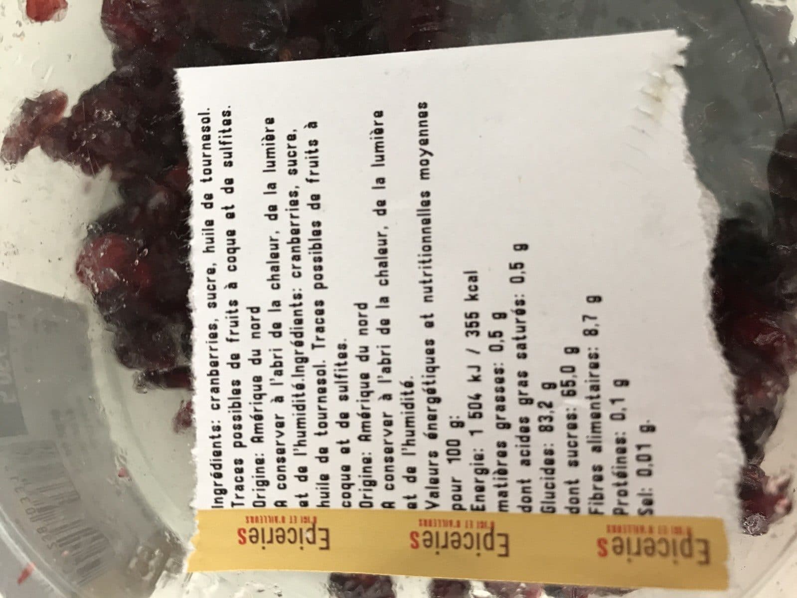 Open Food Facts Cranberries packshot