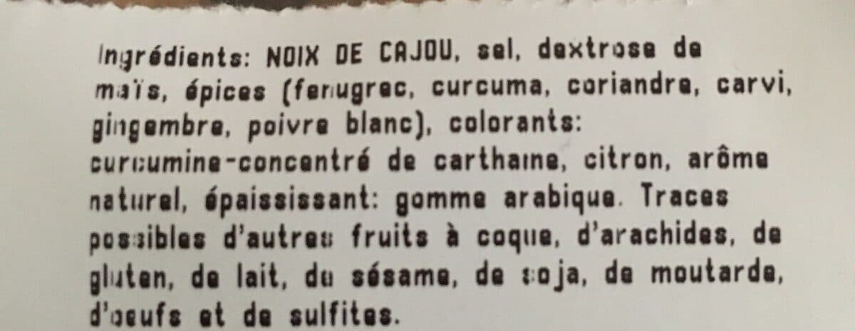 Open Food Facts Noix de cajou grillees, aromatisees curry packshot
