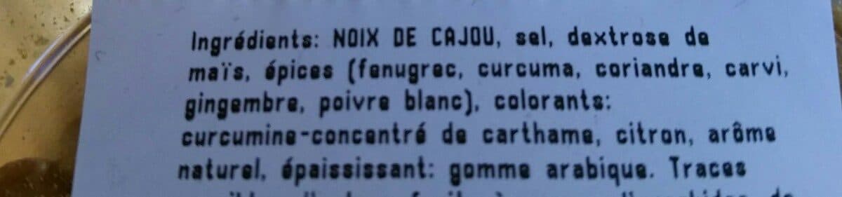 Open Food Facts Noix de cajou grillées, aromatisées curry packshot