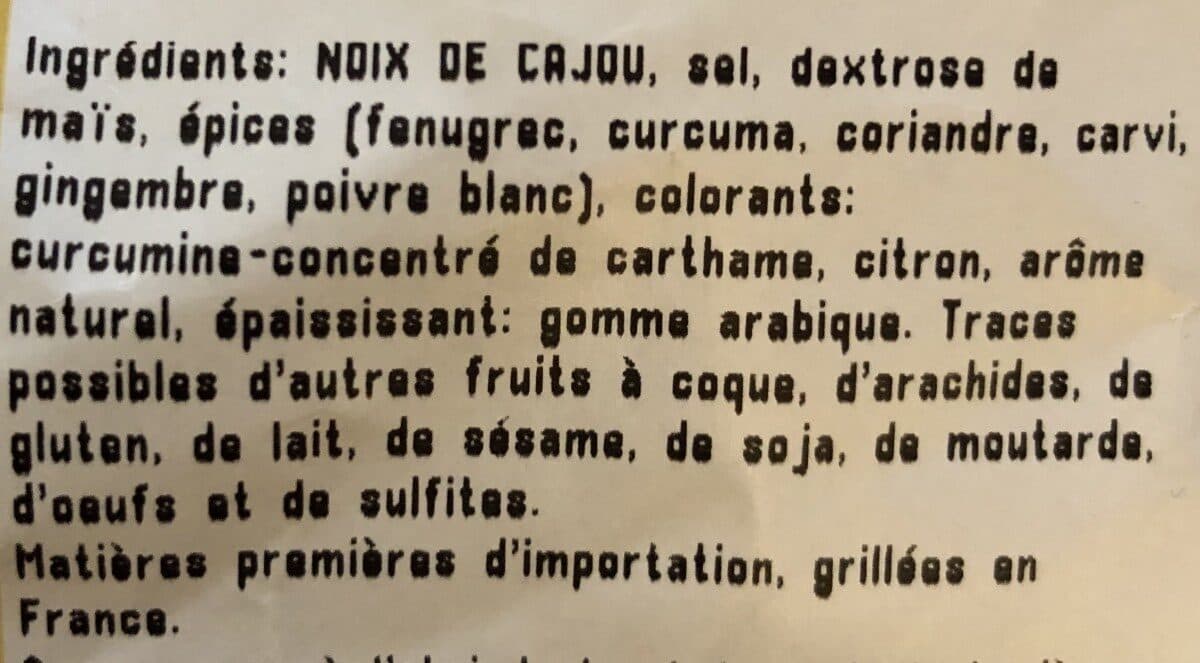 Open Food Facts Noix de cajou grillées au curry packshot