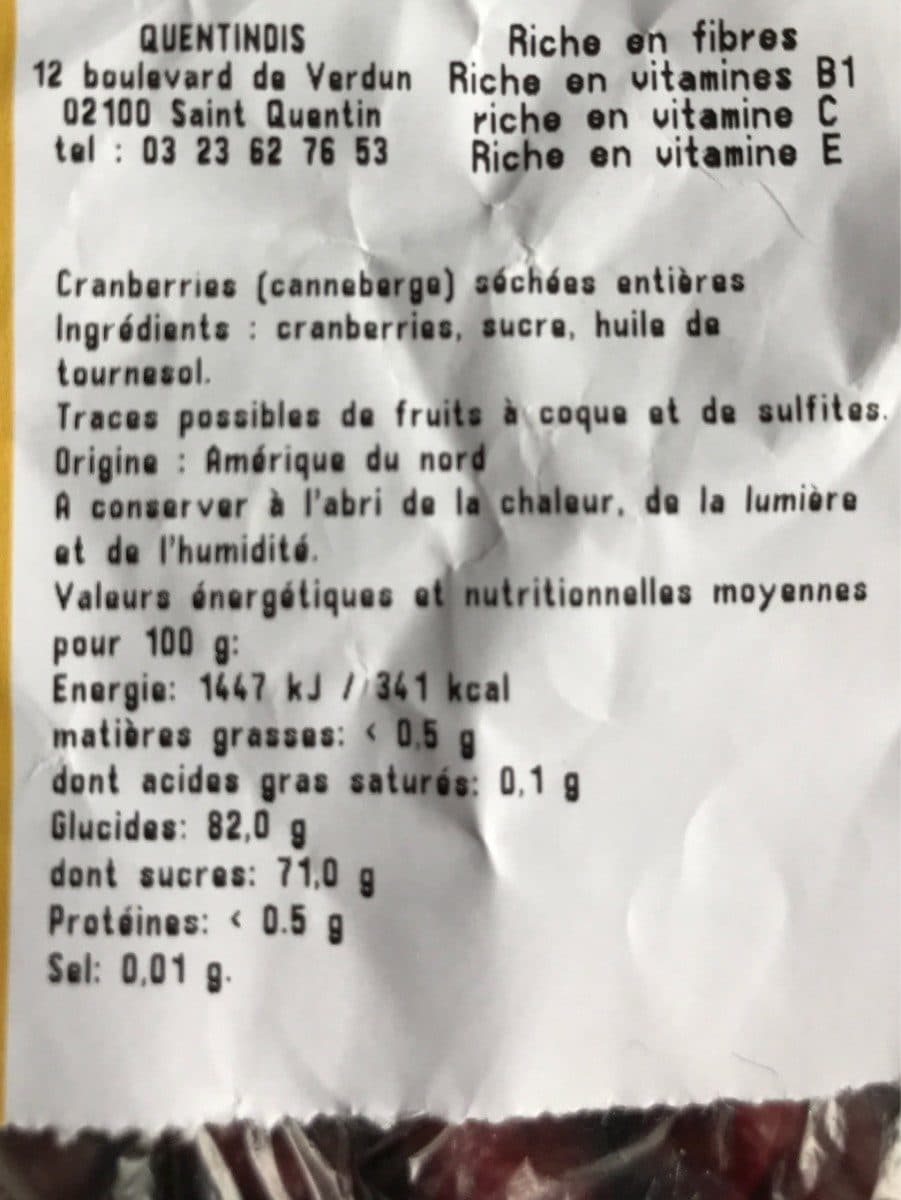 Open Food Facts Cranberries entières packshot